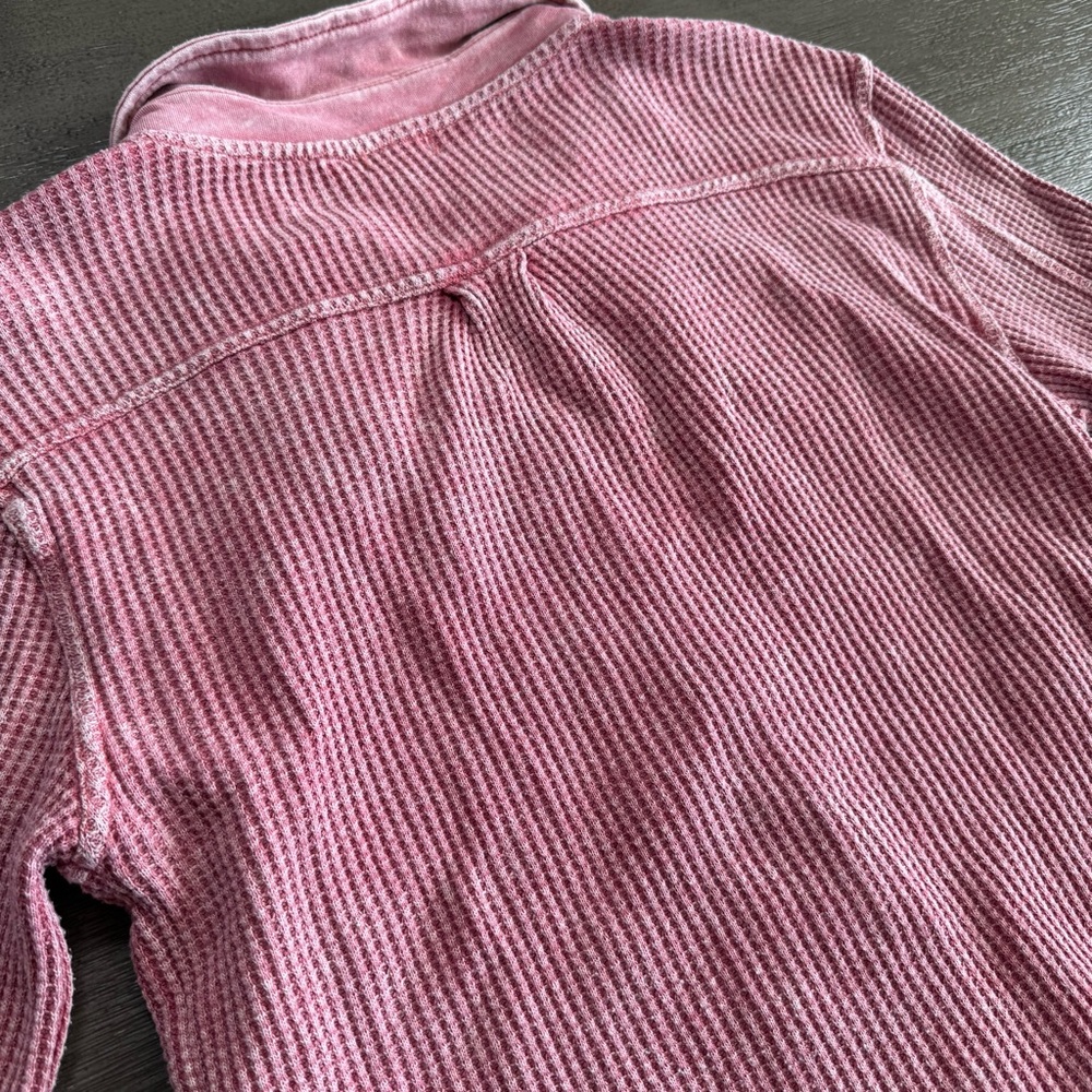 Buckle Faded Red Waffle Knit Jacket Shacket Button Up L S - Picture 5 of 10